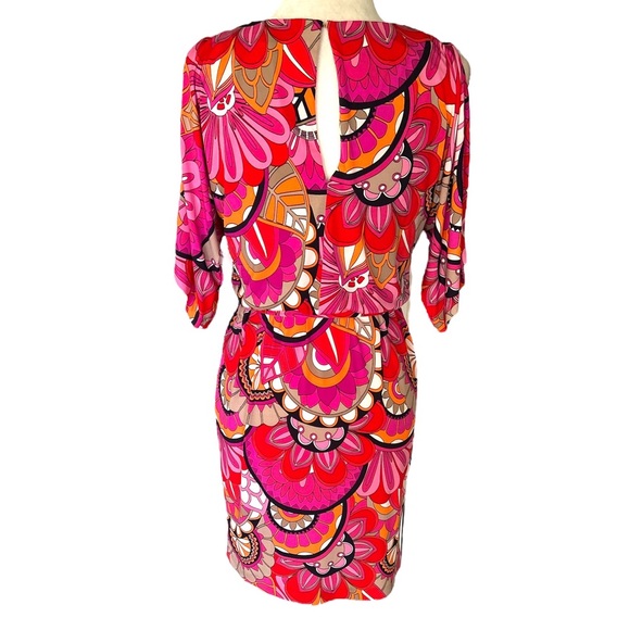 Trina Turk Bernice Maui Blooms Cold Shoulder Tie Waist Draped Knit Dress - XS - Picture 7 of 13